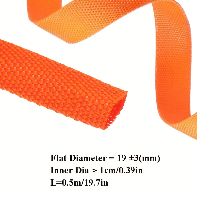 TEMU Orange Braided Cable Sleeves With A 2:1 Heat Shrink Ratio, In Diameters Of 10mm And Lengths Of 0.5, 1, 1.5, 2, 2.5, And 3 Meters, Designed For