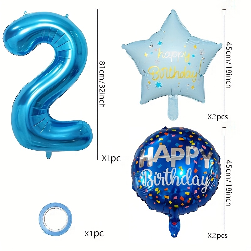 TEMU Lot de 6 ballons mélangés de boule d'anniversaire et de , chiffre "2", pour décoration d'anniversaire, fournitures de fête, banquets de fêtes,
