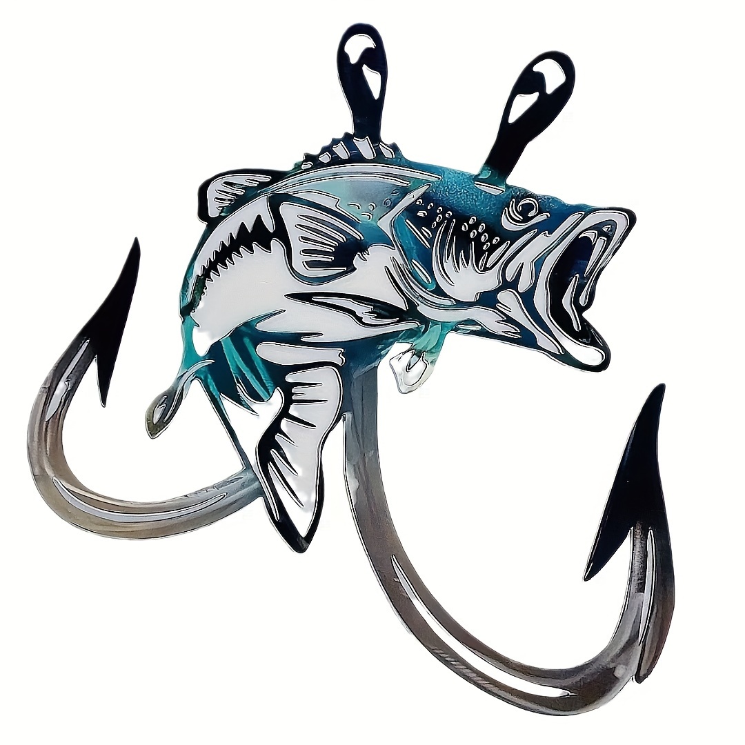 

Art Deco Metal Bass Fish Hooks Wall Decor - Animal Theme Plasma Cut Hanging Ornament For Home, Artistic Iron Craft - No Electricity Required, Featherless, Suitable For General Occasions