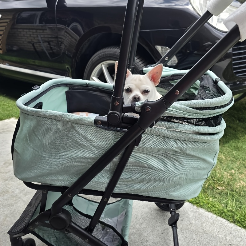 Pet Stroller, for Medium And Small Dogs, Folding Lightweight Dog Transporter. The Extra Large Basket Pram for Small Dogs Has Space for Equipment, And Basket Can Be Used Separately. No-Pump Rubber Tires/ Reversible Aluminum Frame