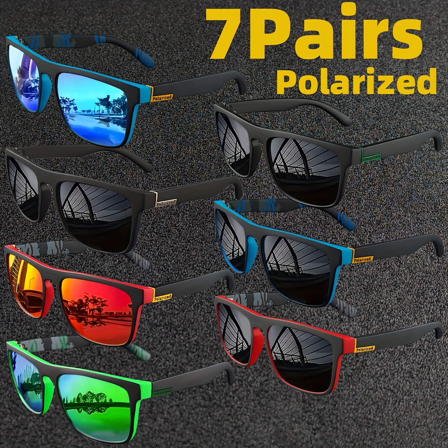 

7-pack Polarized Sports Glasses, Full Rim With Tac Lens, & Comfortable For Climbing, Fishing, Running - Outdoor Activities Eyewear