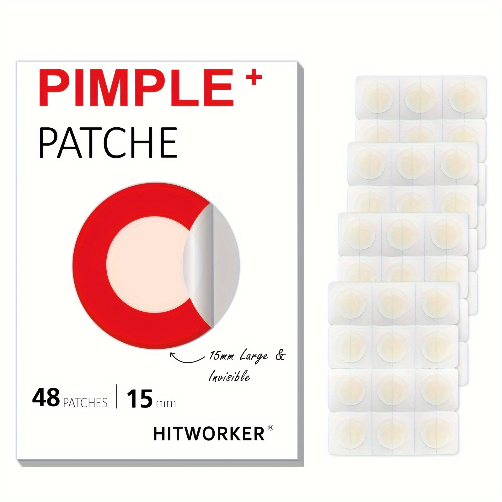 48 Count Hydrocolloid Blemish Patches With Oil & Hyaluronic Acid, Invisible Pimple Covering Patch