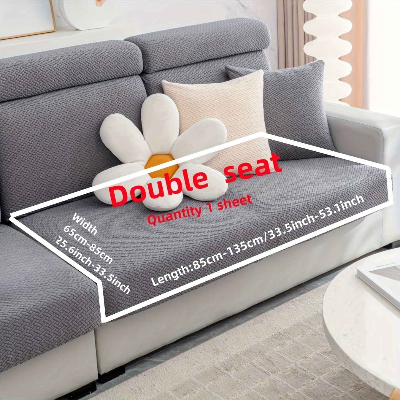 1pc Plush Flocking Sofa For 1/2/3/4-seater Couches, Pet-friendly Stretchable L-shaped Sectional Sofa Protector With Elastic, Soft Durable Fabric Cover For Loveseats, Sleeper Sofas & Armchairs (machine