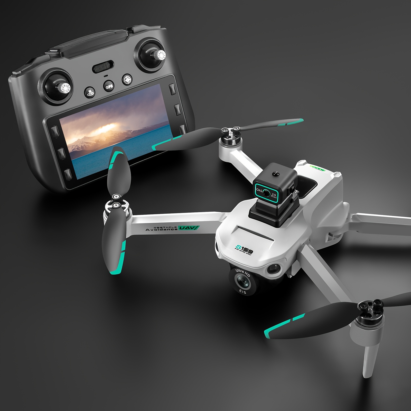 Drone S159 Smart GPS z Podwójnymi Kamerami HD, Optyczny Przepływ, Inteligentne Unikanie Przeszkód, Powrót/Obrot do Punktu Startu Jednym Przyciskiem, Fotografia Lotnicza, Transmisja WIFI w Czasie Rzeczywistym, Tryb Bezorientacyjny, Składany i Przenośny, Dron z Ekranem,Wysokiej Jakości Dron,Dron z pilotem zdalnego sterowania i ekranem,Dron Długodystansowy,Mini Dron,Mini Dron, Latanie Dronem,Kompaktowy Dron,Lekki Dron,Stabilny Lot,Trwała Konstrukcja,Hobbyści Fotografii,