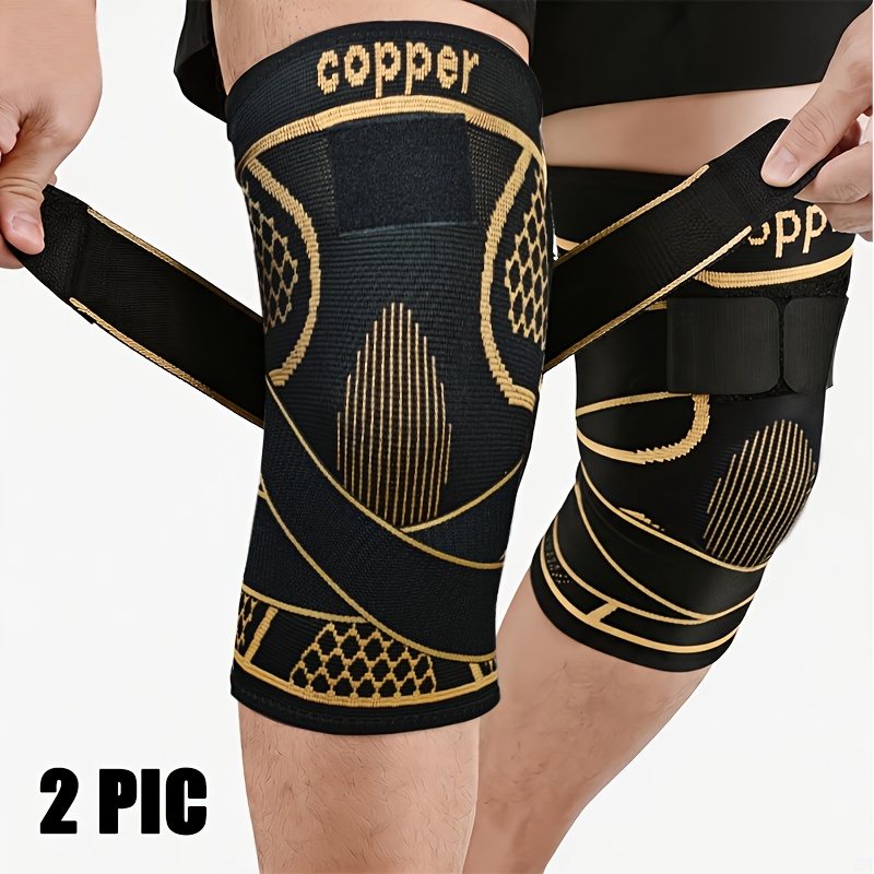 item picture 2 Copper Knee Pads with Straps - Breathable Copper Fiber Compression Knee Pads with High Elasticity And Pressure for Men'S And Women'S Running, Basketball, Mountain Climbing, Cycling, Sports, Meniscus Cover Suitable for Day And Night