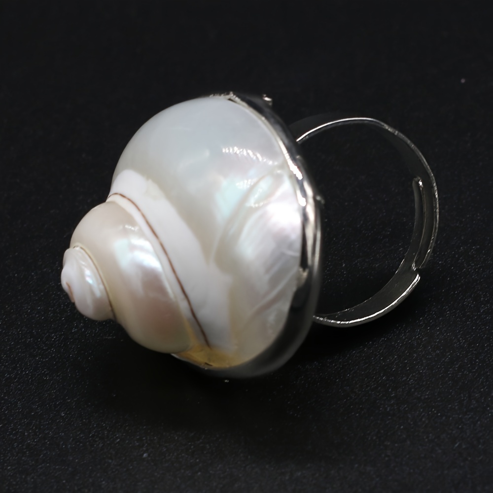 

1pc Boho Chic Shell Adjustable Ring - Unique Seashell Band For , Ideal For Gifts, , Wedding, Birthday & Party Jewelry