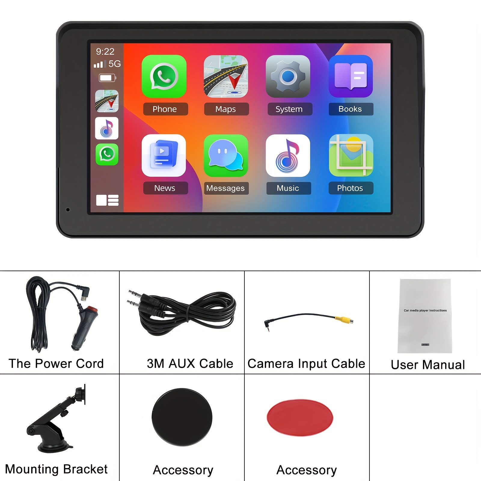 TEMU Hikity Wireless Carplayer For Auto, 7-inch Screen Car Stereo Autoradio Fm Gps Navigation With +backup Camera (optional)