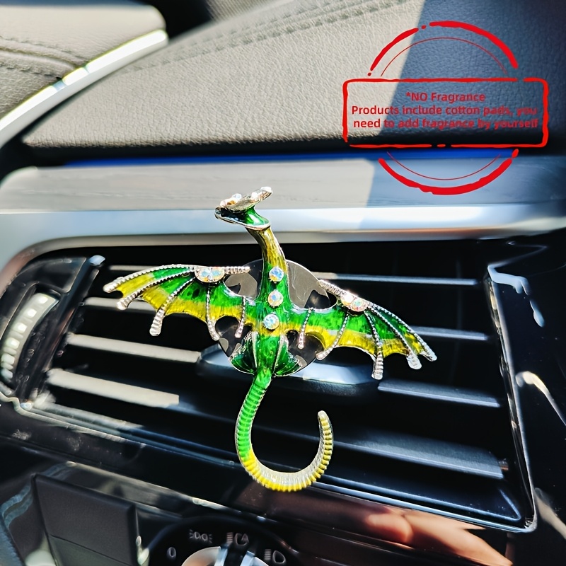Image of 1pc Flying Car Diffuser Vent Clip, Hand Rhinestone Inlaid Car Interior Ornament With Unscented Fragrance Pads, Flying Dragon Car Diffusers (no Fragrance Included, You Can Add Your Scent Yourself)