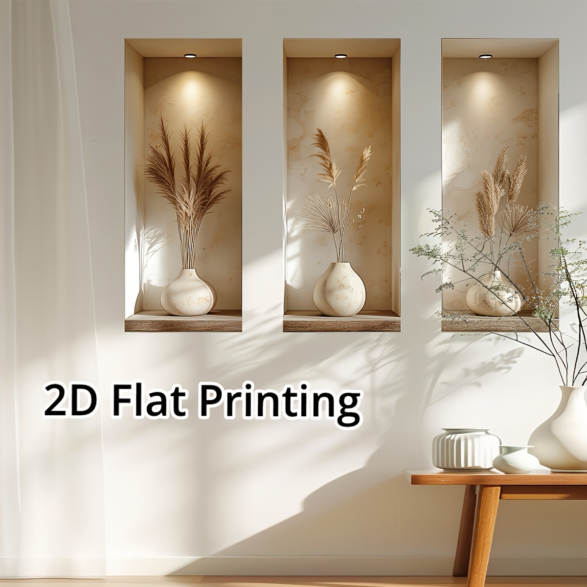 E-shop 3-teiliges Set 2D Effekt Simulations Effekt Trockene Blume Wandsticker Selbstklebend Geeignet für Wohnzimmer Schlafzimmer Hintergrund