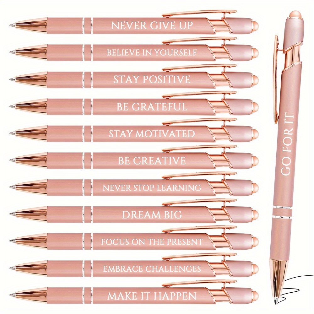 12pcs Inspirational Quote Ballpoint Pens Engraved with Motivational Quotes - Ideal for Gifting to Women