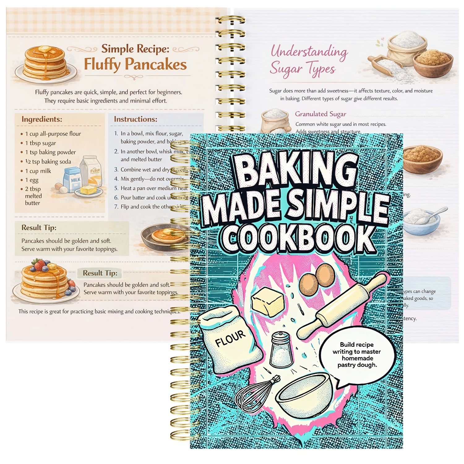 TEMU Baking Recipe Book For Home Bakers - With Recipe Worksheets, For Parents And Kids Baking , To Fluffy Cakes And Soft - Including Flour And Liquid