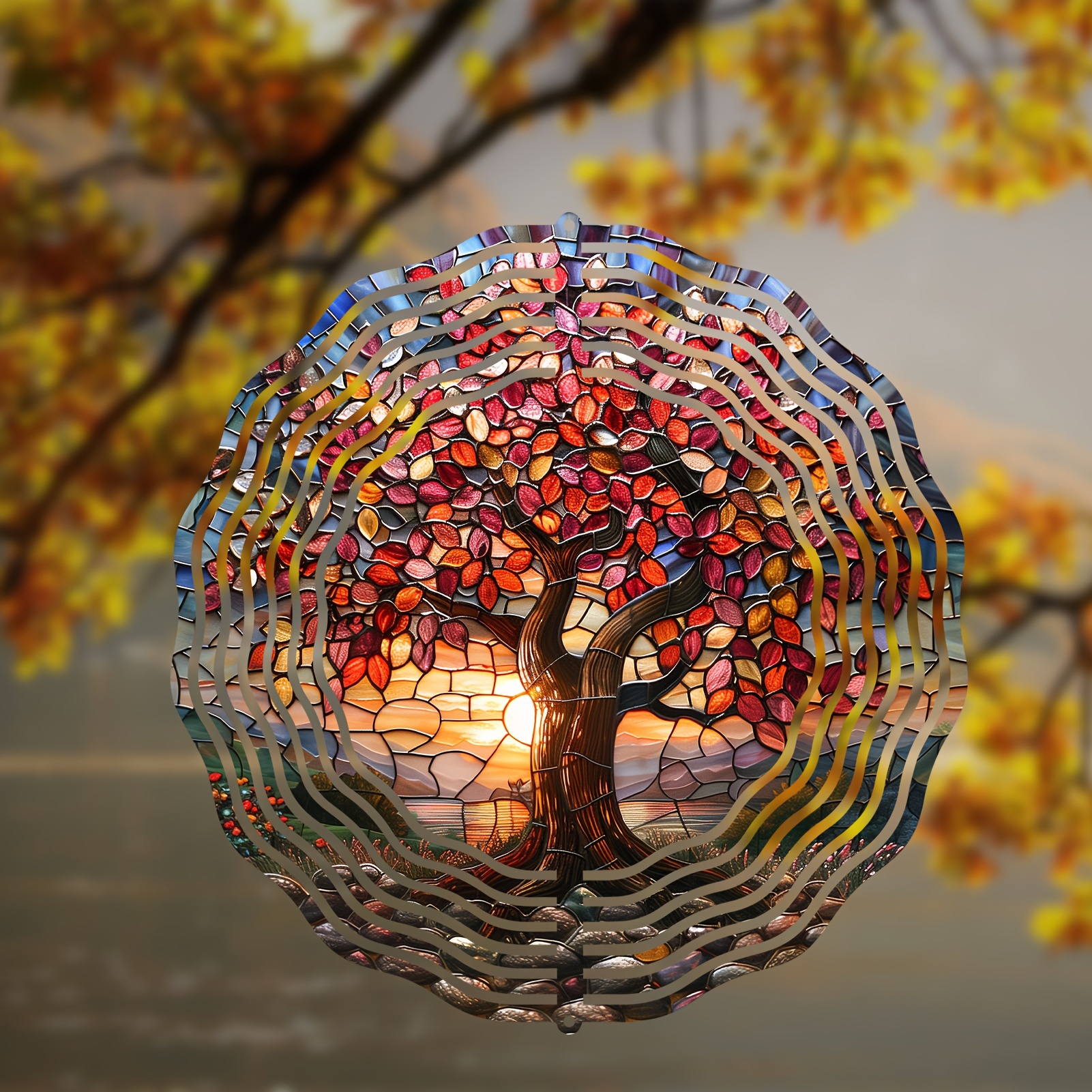 

Spinner Arbre de Vie, Décoration de Jardin en Métal 3D de 10 Pouces, Carillon Éolien Extérieur Électricité, Art de Jardin pour Halloween avec Crochet Rotatif, Cadeau