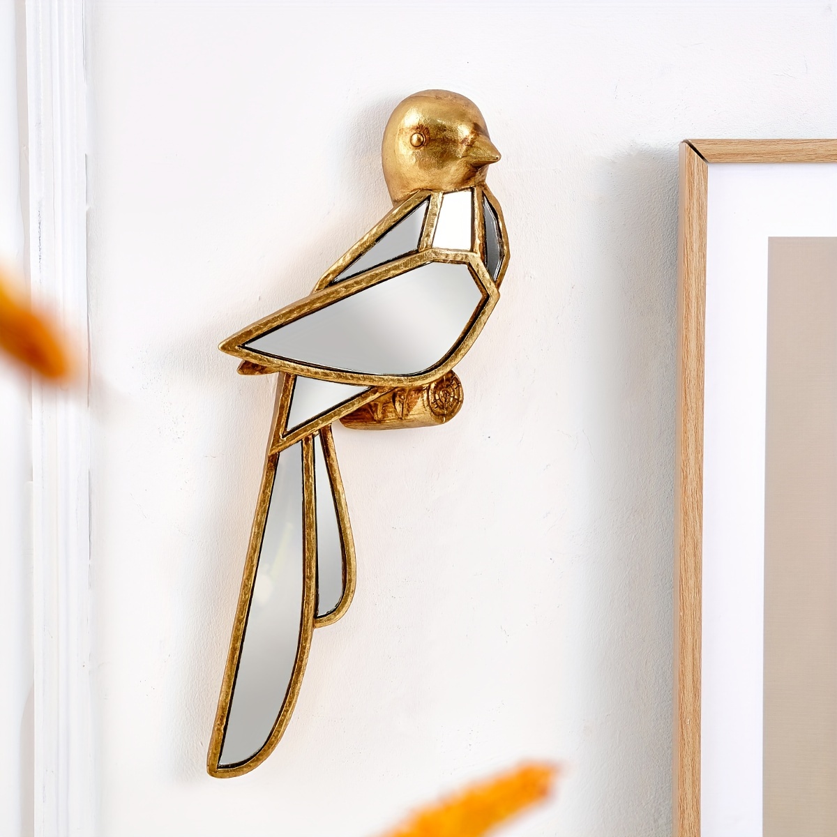 

Unique Bird-shaped Mirror Wall Art - Resin Crafted, Vertical Hanging Decor For Home, Hotel & Restaurant
