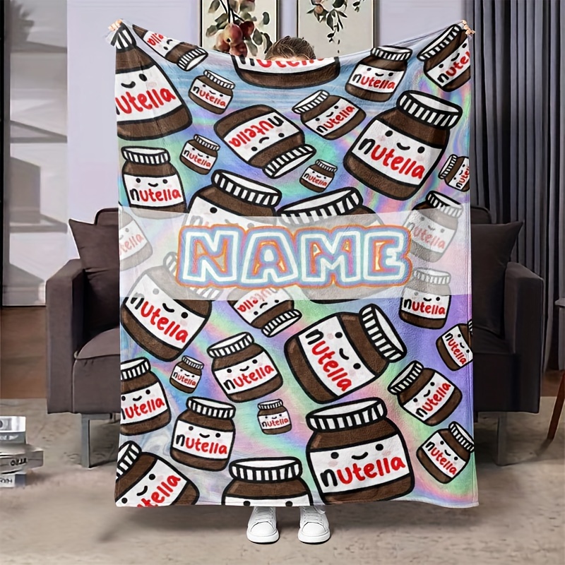 

Customizable Name Nutella- Flannel Blanket, , All Knitted For Bed, Sofa, , - & Blanket