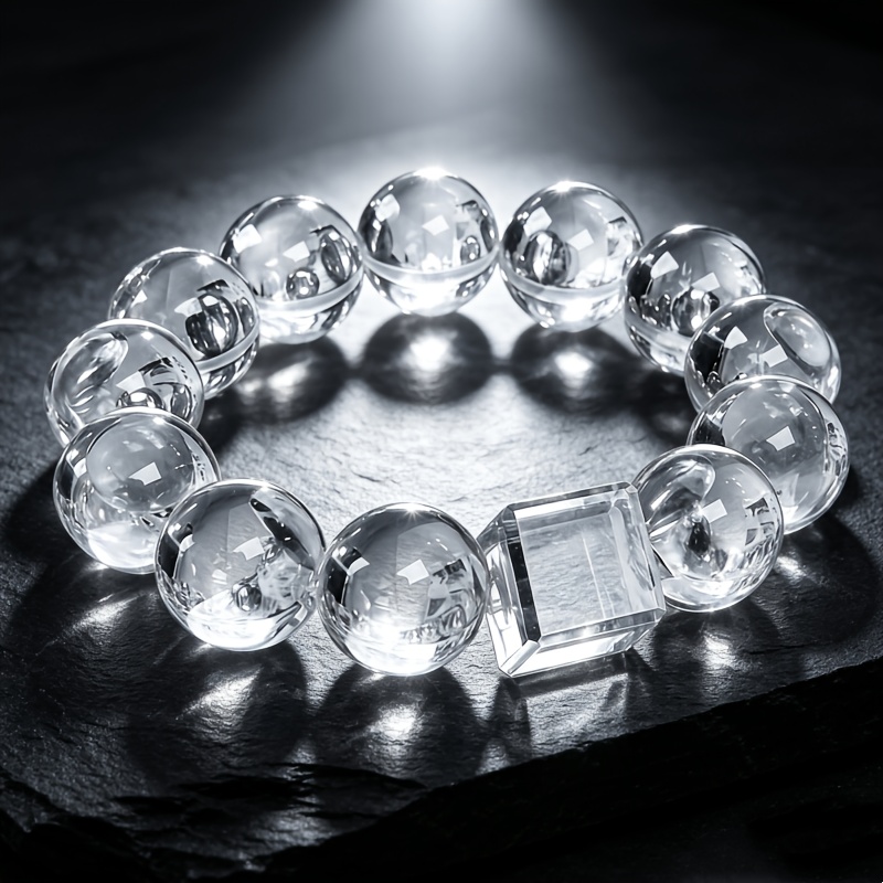 TEMU New Fully Transparent Boutique Square Crystal Elastic Bracelet, Stylish And Easy, High-end Atmosphere. Perfect Gift For Christmas, Valentine's