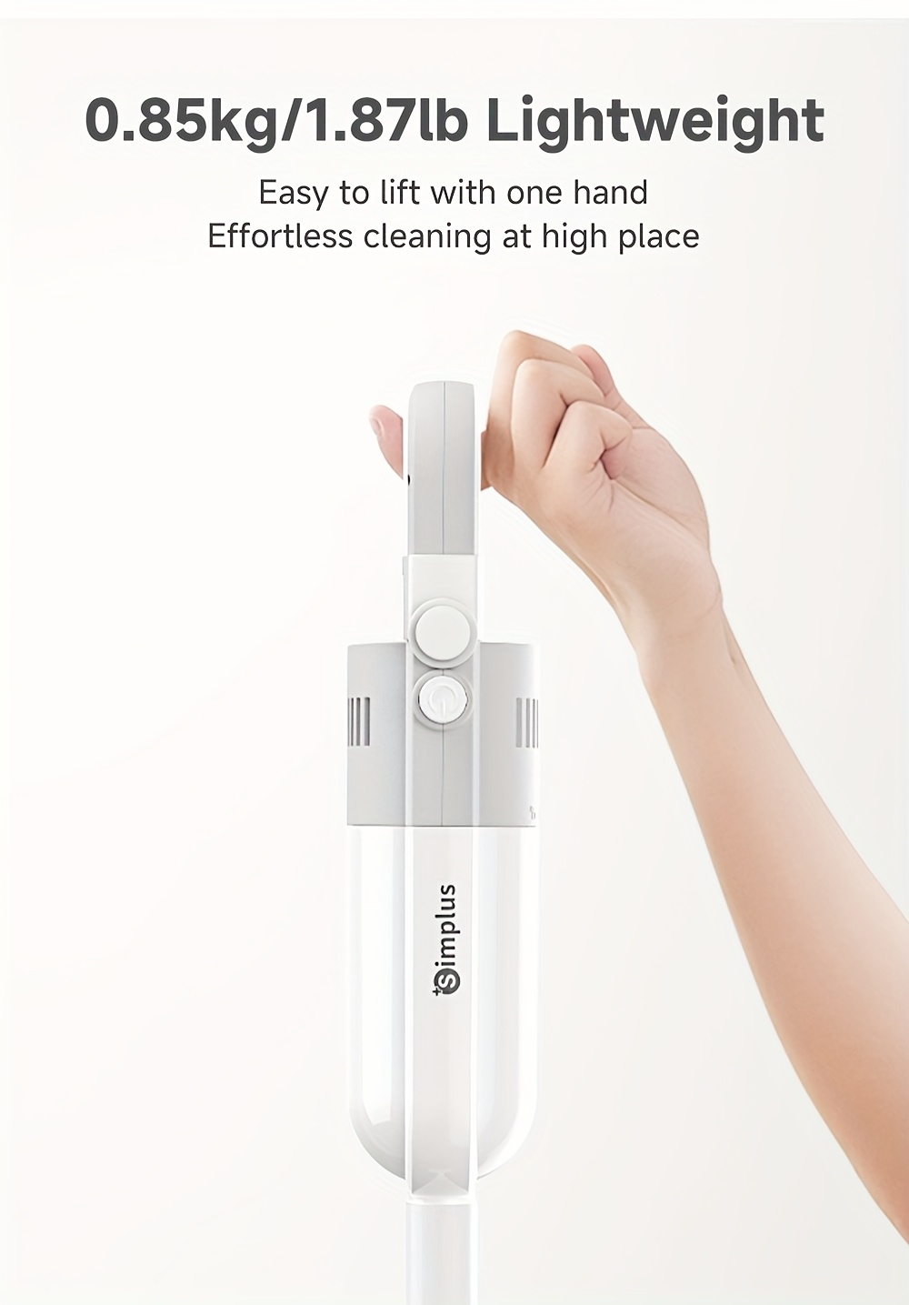 Simplus Cordless Vacuum Cleaner, Vacuum, Wireless Home Vacuum, Lightweight Portable, Long Battery Life, 2 Modes, Type-C Rechargeable, 3-Layer High-Efficiency Filtration, Low Noise, Anti-Hair Wrap