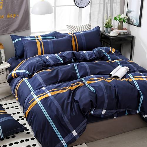 juego de cama de 4 piezas, 1 de edredón + 1 sábana bajera + 2 s de almohada, juego lavable a máquina