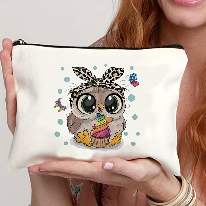 

Kawaii Cartoon Owl Pattern Cosmetic Bag, Zipper Portable Cosmetic Bag, Versatile Storage Bag