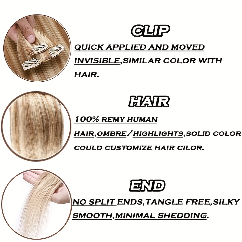 clip in hair extensions hairpieces 16 24 inch hair extensions clip ins soft real human hairpieces soft natural straight human hair extensions for women use for   volumn   your beauty 8pcs 18 clips details 4