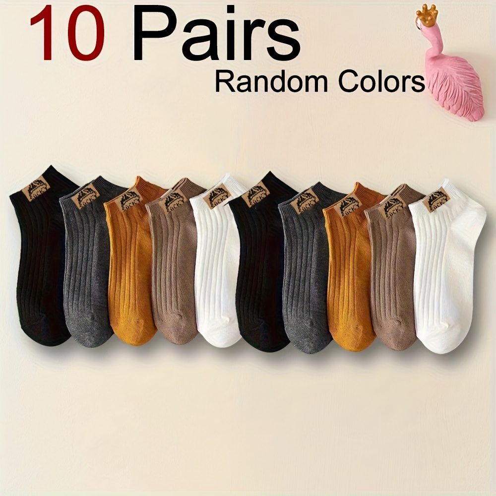 TEMU 10/ Pairs Neutral Easy Men Women Fashionable Versatile Comfortable Breathable Sweat Absorbing Casual Boat Socks, Random Color