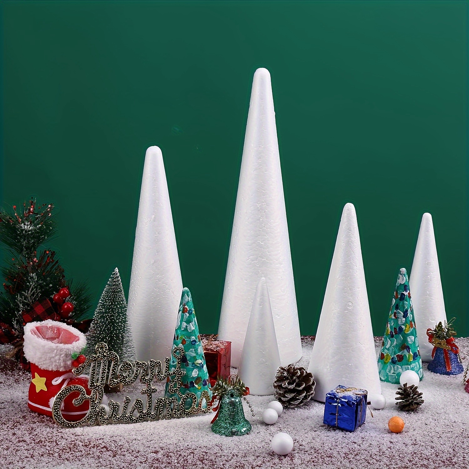 

12-pack Craft Foam Cones, White Polystyrene Foam Cones Assorted Sizes For Art And Crafts, Diy Projects, Christmas Tree Decor, School, Wedding, Birthday Party Supplies