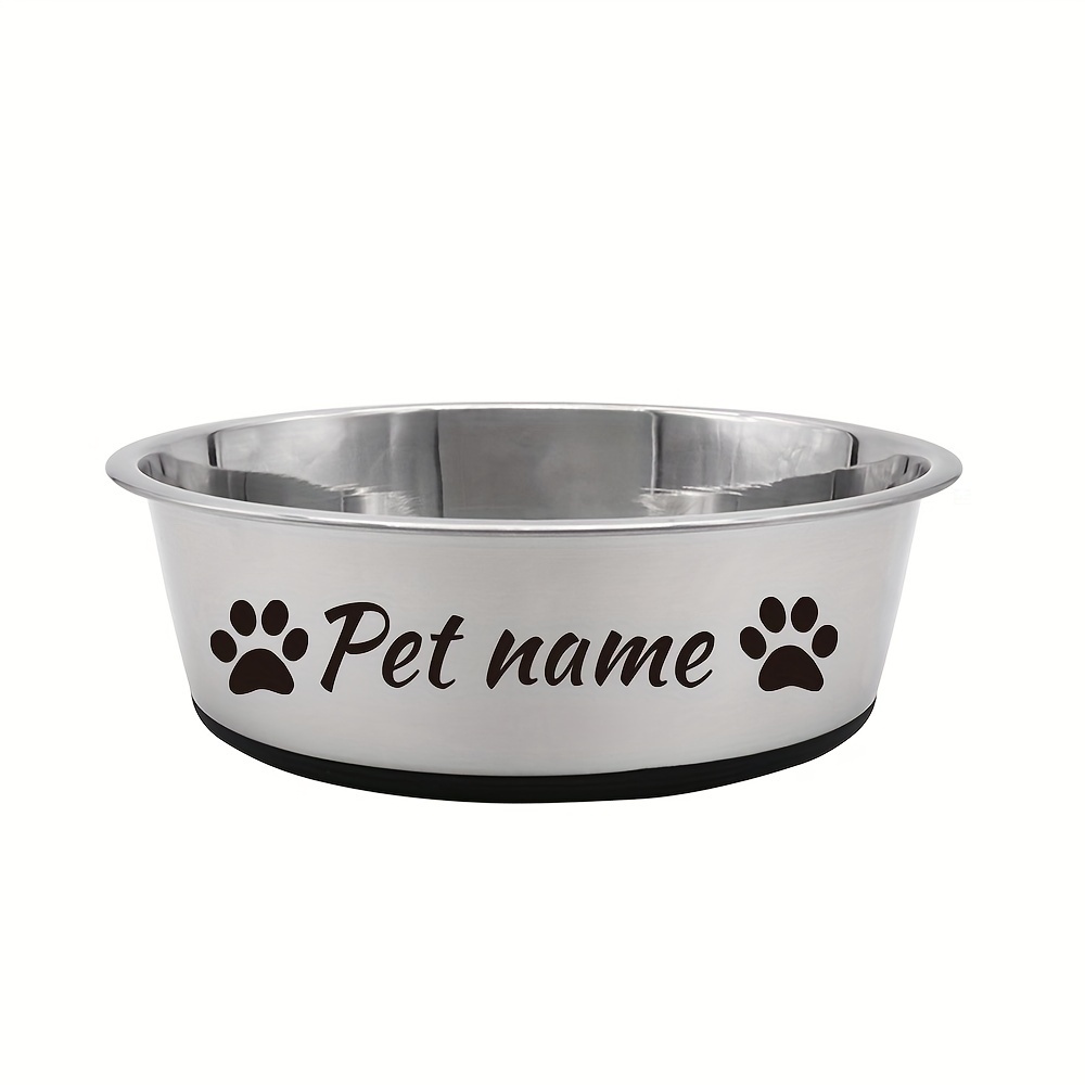 TEMU Personalized Stainless Bowl With Non-slip Bottom - Custom Feeding Dish For Food & Water, 4 Style Options, Durable & Easy To Clean For Small,