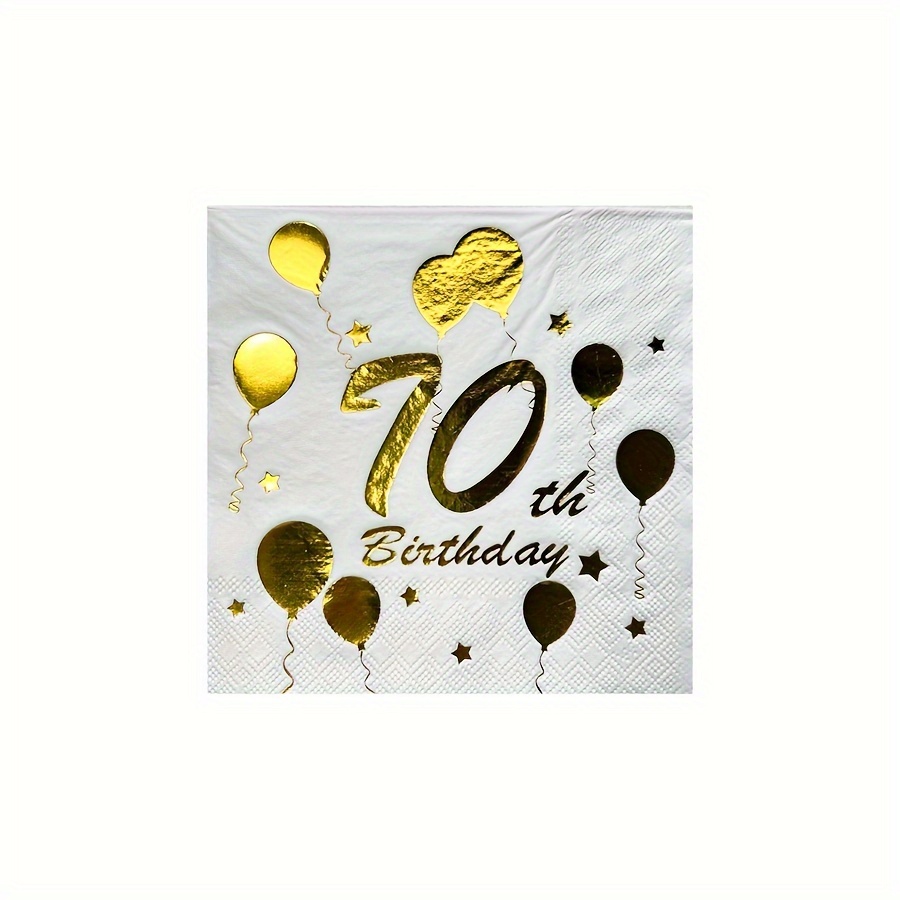 Image of 20pcs/pack, Hot White 70-year-old Double Disposable Paper Towel (6.5*6.5inch), Suitable For 70th Birthday Party Coming-of Age Ceremony, Bar Tableware Napkins Table Disposable Supplies