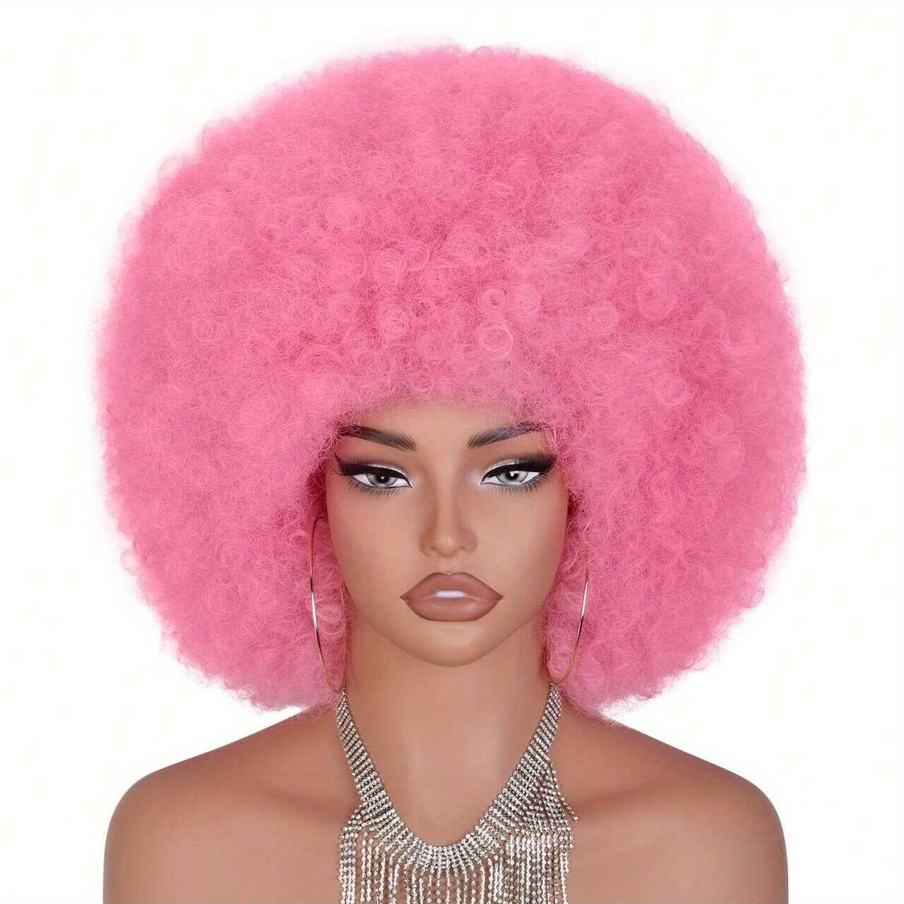 E-shop 1 Set 70er/80er Jahre Disco-Stil Kostümperücke, , Pink, Synthetische Faser, Geeignet für Halloween, Weihnachtsfeiern den täglichen Gebrauch