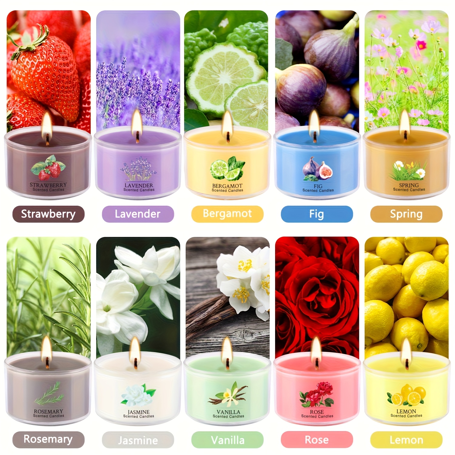 TEMU 40pcs Scented Candle Set, High-quality Soy Wax, With Scents Of Rose, Jasmine, Lavender, Etc. Romantic Colors, Elegant And High-end, Suitable For