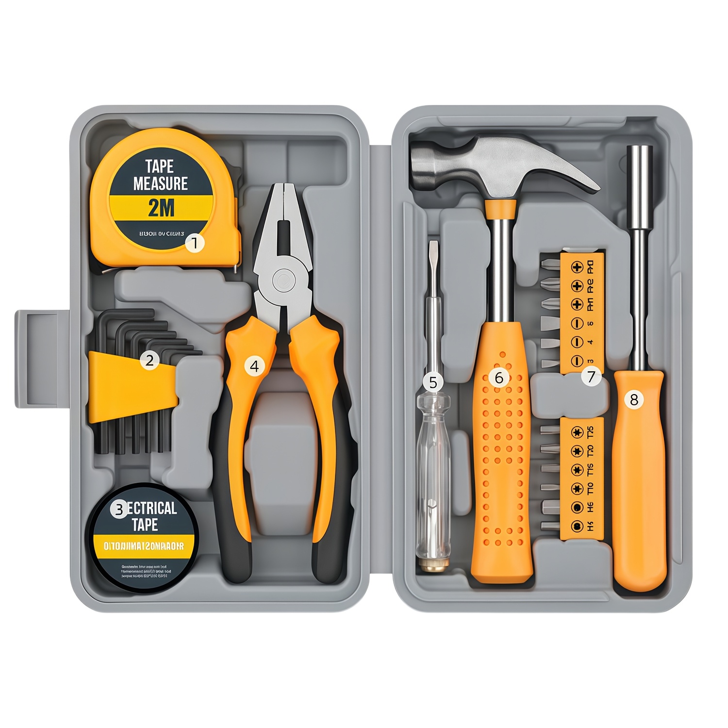 TEMU 24pcs Yellow Household Tool Set. An Entry- Tool Set Suitable For Home And Office, A Small Mini Toolbox Set