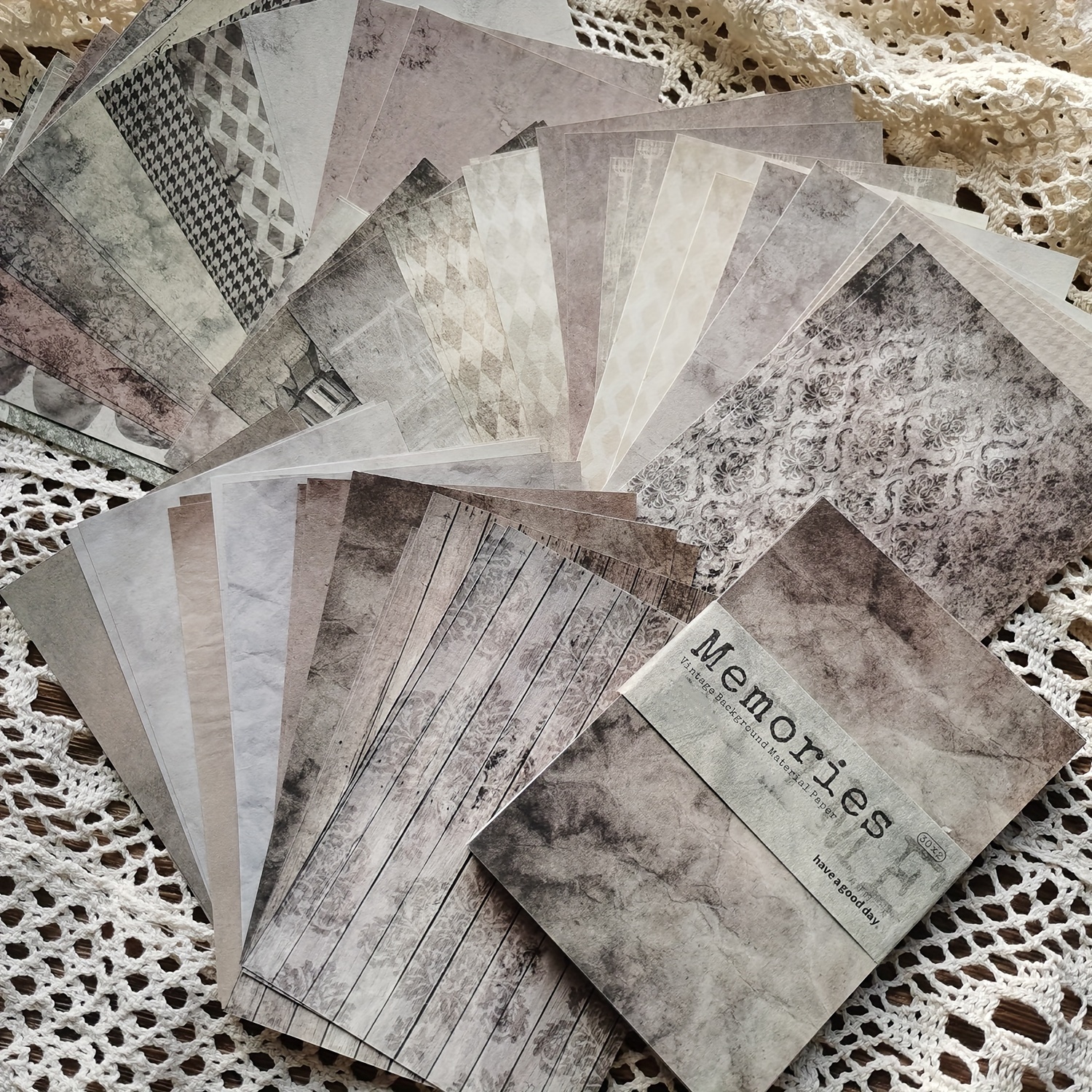 1pc Of 60 Sheets Retro Texture Decorative Paper Diy Material Paper