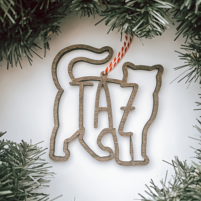 TEMU A Personalized Name Pendant For The Christmas Tree, Featuring A Cat Shape. This Customizable Decoration Includes An English Nameplate, Making It