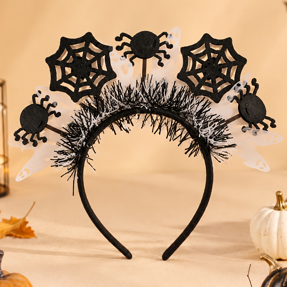 TEMU 1pc Halloween Headband, Cute Spider Web Tinsel Decor Hair Hoop, Non Slip Hair Band For Adults Halloween Cosplay Costume Party Trick Or Treat