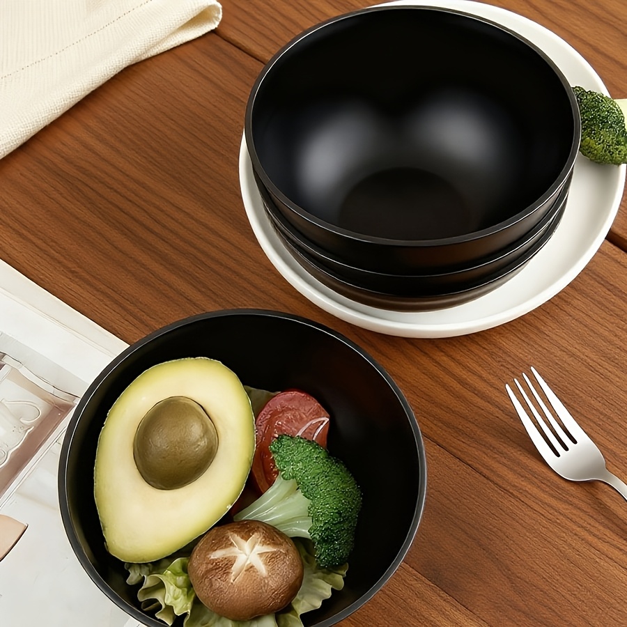 12/6pcs Black Plastic Dinner Bowl Set, Round 26oz, Kitchen Unbreakable Bowls, Perfect for Home Kitchen Restaurant Cafeteria, Microwave Safe, Dishwasher Safe, Salad Soup Ramen Snacks Rice, Reusable Salad Bowl Set, Lightweight Durable Easy To Clean St