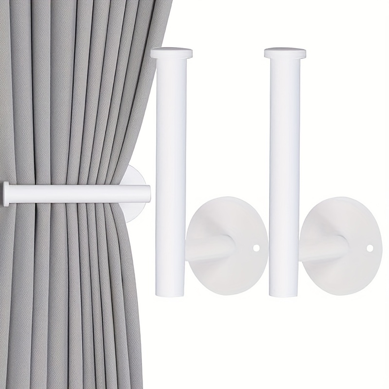 TEMU 2pcs Curtain Rods No Drilling Curtain Tiebacks Self-adhesive/ Type Curtain Rods Curtain Backs Curtain Rods Curtain Rods Curtain Back Tiebacks
