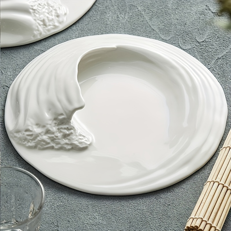 Upgraded version, purchased product, high-end restaurant-specific, wave-shaped artistic dishware, dim sum plate, plating, restaurant specialty, irregular Western-style white ceramic plate, premium feel, porcelain dinner plate, creative soup and pasta plate, light luxury ceramics, Christmas, Hanukkah, Thanksgiving gift
