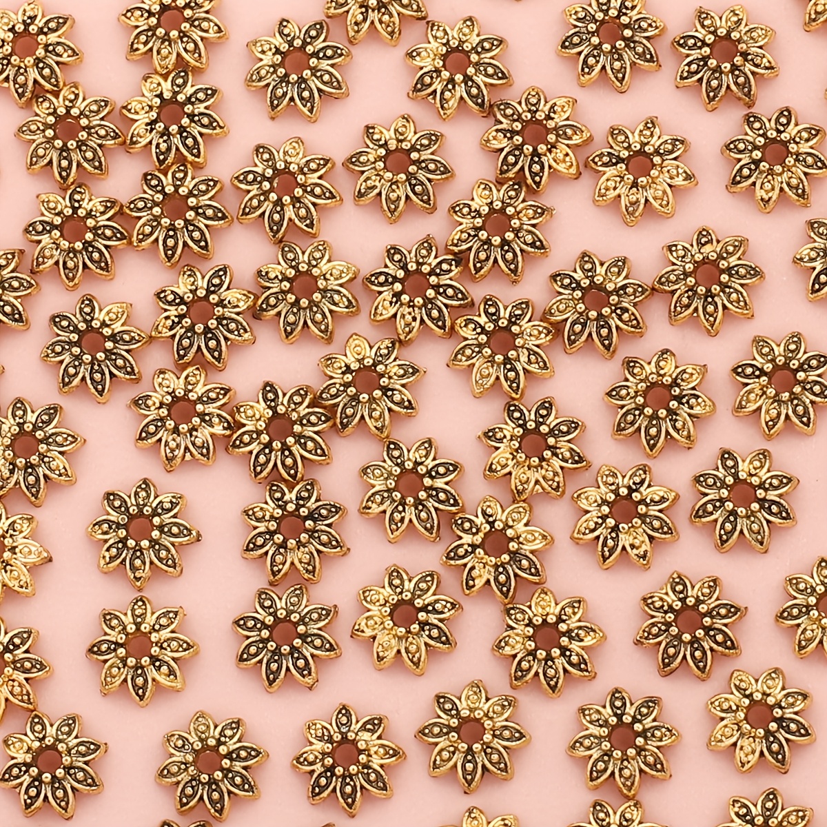 TEMU 105pcs Capsules de Fleurs à Points de Feuilles, Embouts Décoratifs, Perles d'Espacement, Additions en de , Petites Perles de Trou, Perles de