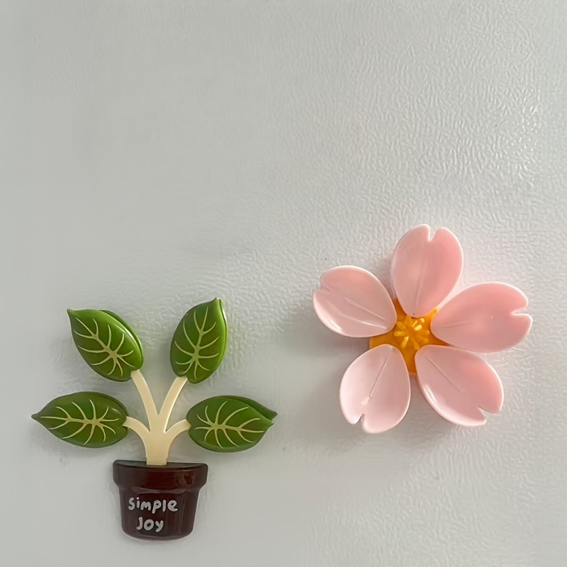 TEMU 2pcs, Cherry And Small Tree Magnetic Fridge Magnets And Sealing Clips, Fridge Magnet And Food Sealing Clip 2-in-1, Each Leaf And Petal Is A