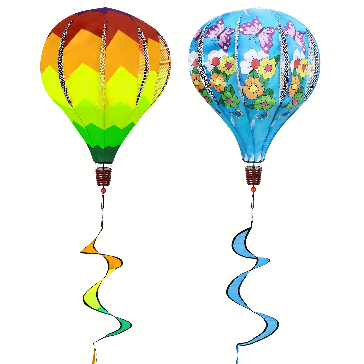 

2pcs, Rainbow Hot Air Balloon Garden Wind Spinners Large Pinwheels Lawn Yard Ornaments Outdoor Hanging Decor Whirligigs Wind Hanging