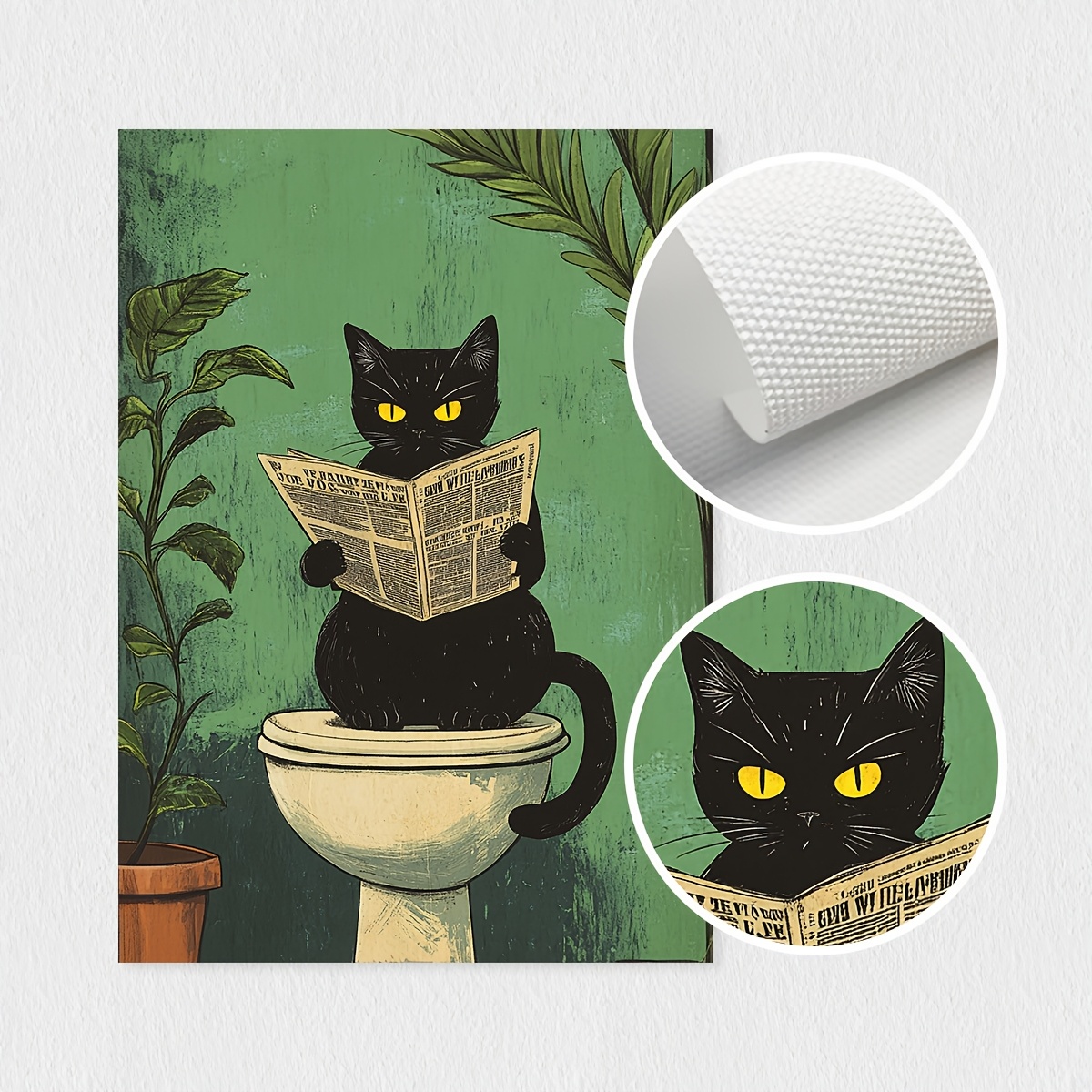 Gerahmter Leinwanddruck 'Lustige Schwarze Katze' – Modernes Wandbild Für Wohnzimmer & Mehr