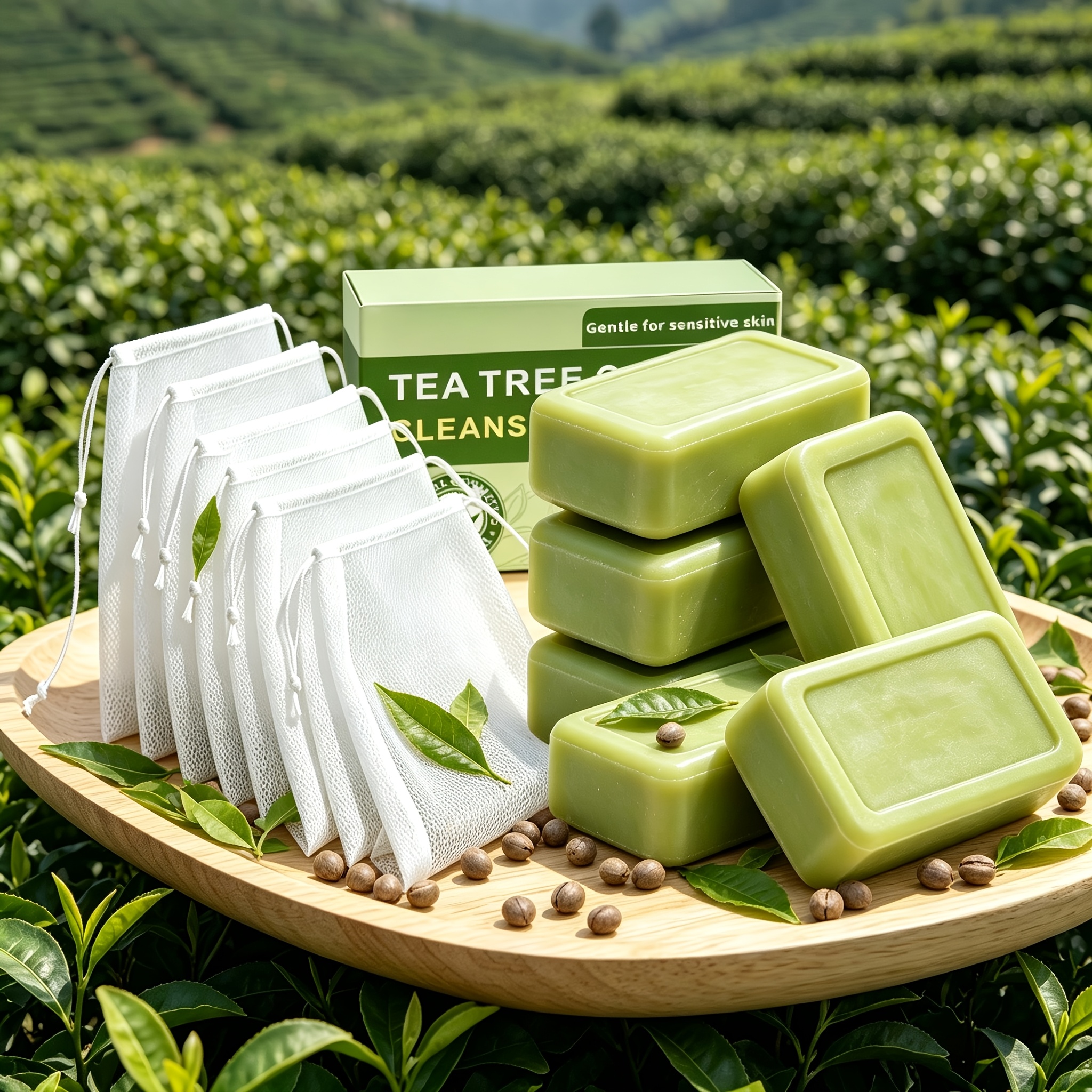 TEMU 12pcs (6 Soap Bars + 6 Foaming Nets) Oil , A Multi-effect Soap Suitable For Facial Cleansing, Showering, Hand Washing And Foot Cleaning. It