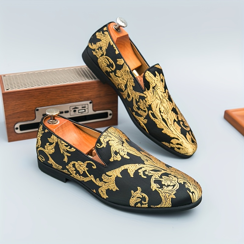 dress shoe loafers men with gold BRAVO Men Dress Shoe PROM-1 Loafer Shoe for Prom & Wedding Gold