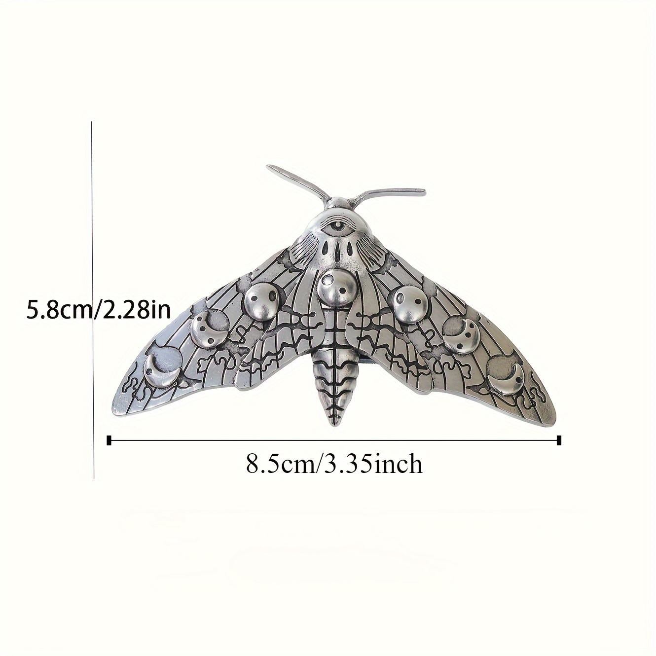 Luna Moth Hair Bow Vintage Moth Hair Clip – Gothic Silver  display picture 3