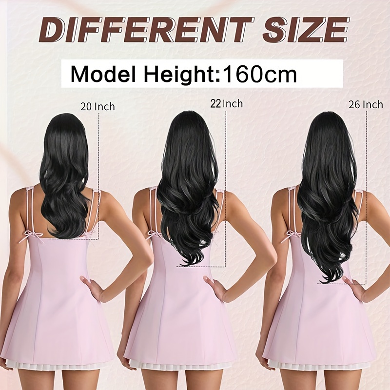 22inch 55cm drawstring ponytail extension multi layered hairpieces stand   pony tails long straight to curly hair extensions with mini clip wrap on ponytails pure highlight soft natural synthetic hairpiece for daily party halloween christmas details 9