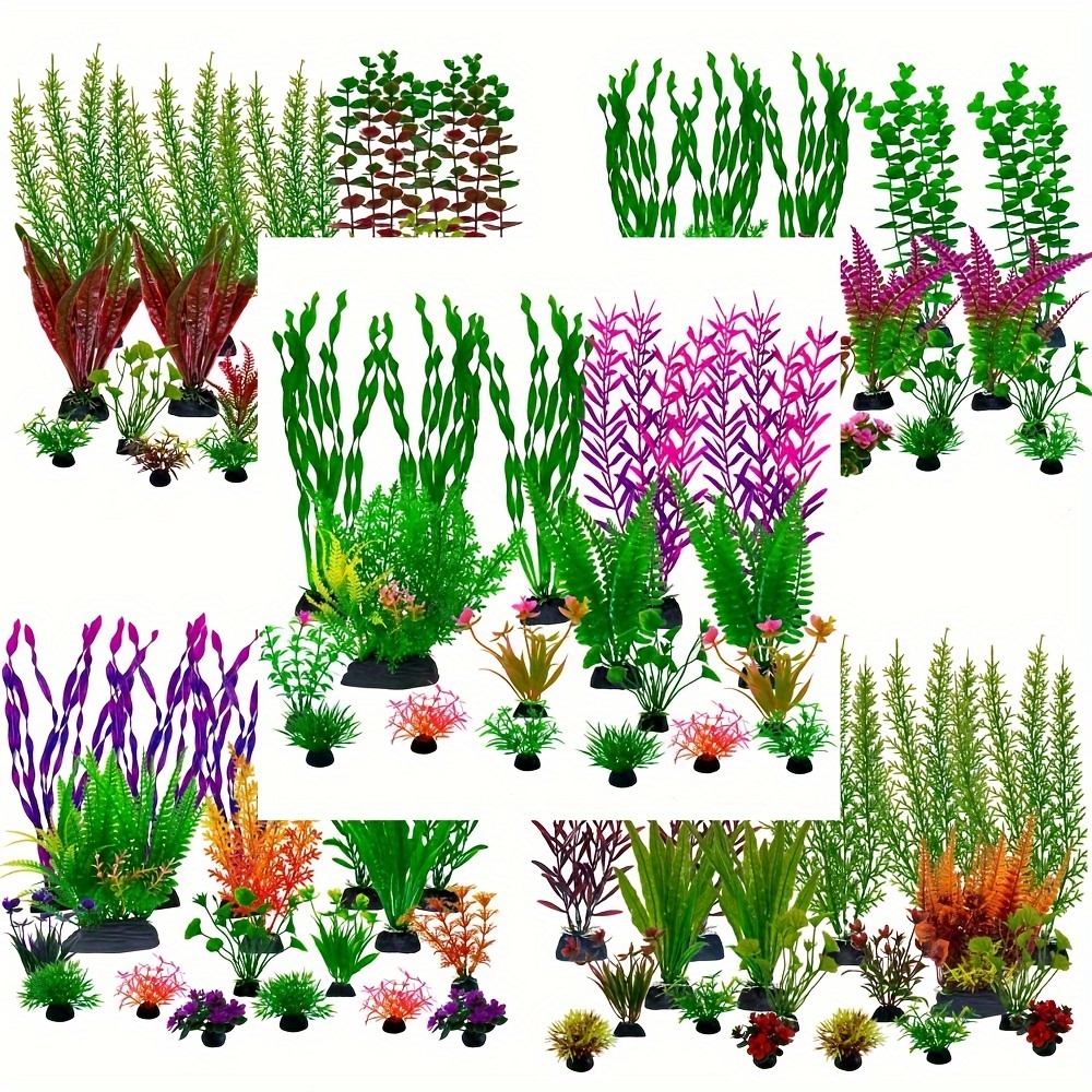 

18pcs Artificial Water Grass For Fish Tank Landscaping, Water Grass Decoration, Plastic Fake Sea Grass, Lazy Package