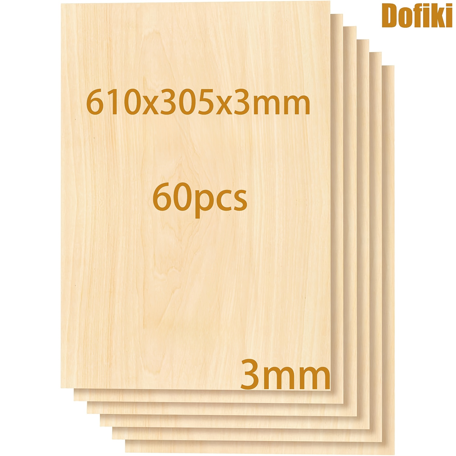 Image of Dofiki 15/30/60pcs Basswood Plywood (610x305x3mm) Ideal For Laser Engraving, Cnc, Crafts And Model Making, Decoration, Gifts, Wood Burning