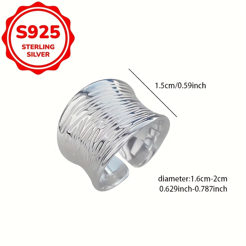925 Silver Wide Band Women's Ring Adjustable with Packaging