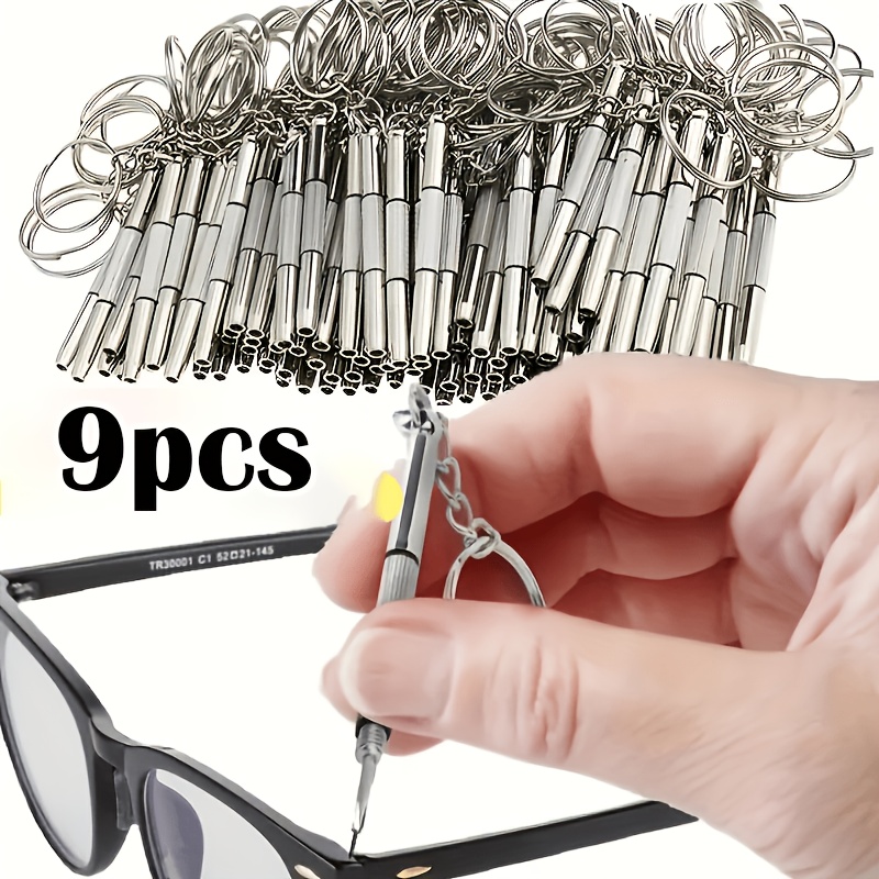 TEMU Ensemble de 9 mini tournevis 3-en-1 (avec porte-clés) - Outils de réparation pour lunettes, montres et téléphones portables, adaptés à un usage