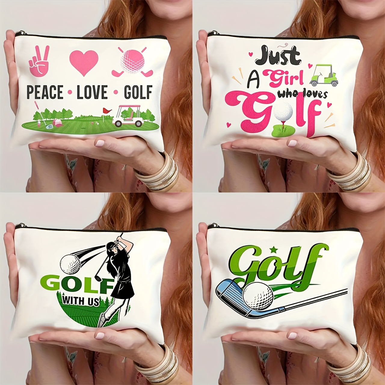 

Chic Golf-themed Makeup Bag For Women - Spacious & Durable Cosmetic Pouch With Zipper, Perfect & Moms Cosmetic Bags For Women Makeup Bag For Purse