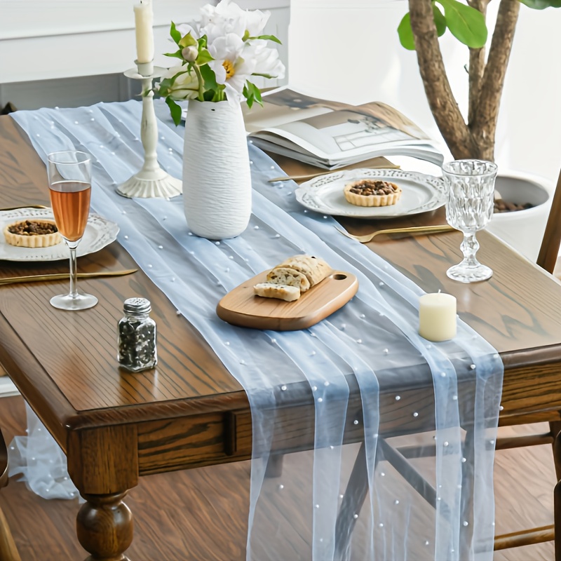 Image of 2pcs Of Light Tablecloth. Simple Bohemian Style Chiffon Tablecloth. Suitable For Baby Gift- Parties, Wedding Reception, Table Decoration For Pastries, Holiday Weddings, Birthdays, Gatherings.